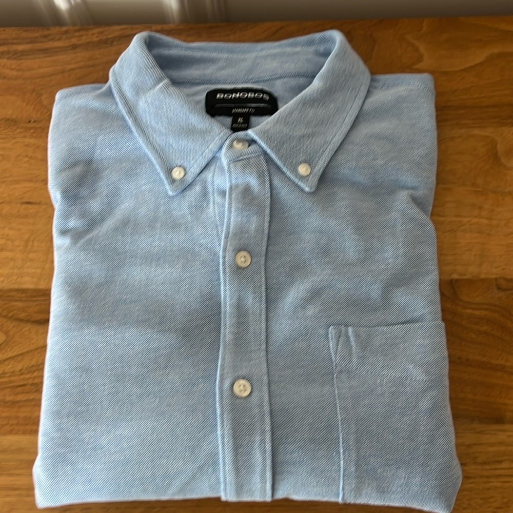 Bonobos Knit Oxford Shirt - Blue - XL - Standard Fit, Regular Length